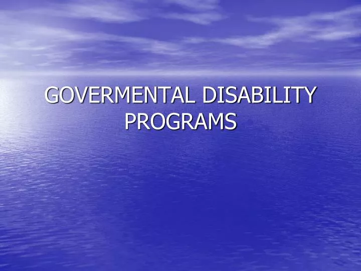 govermental disability programs