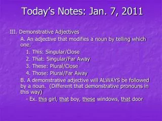 Today’s Notes: Jan. 7, 2011