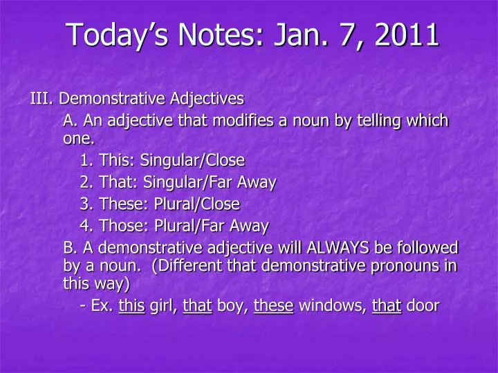 today s notes jan 7 2011