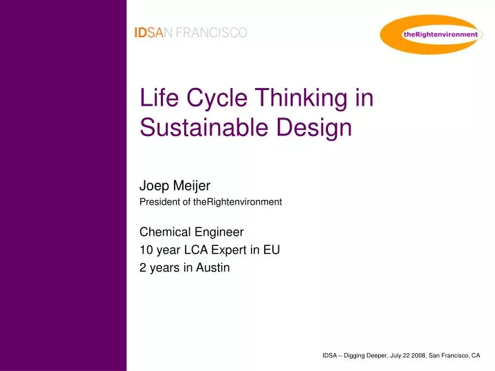life cycle thinking in sustainable design