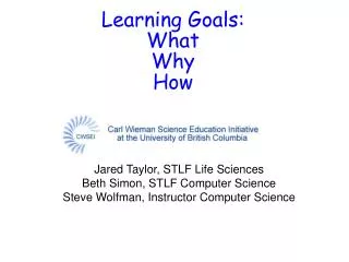 Learning Goals: What Why How