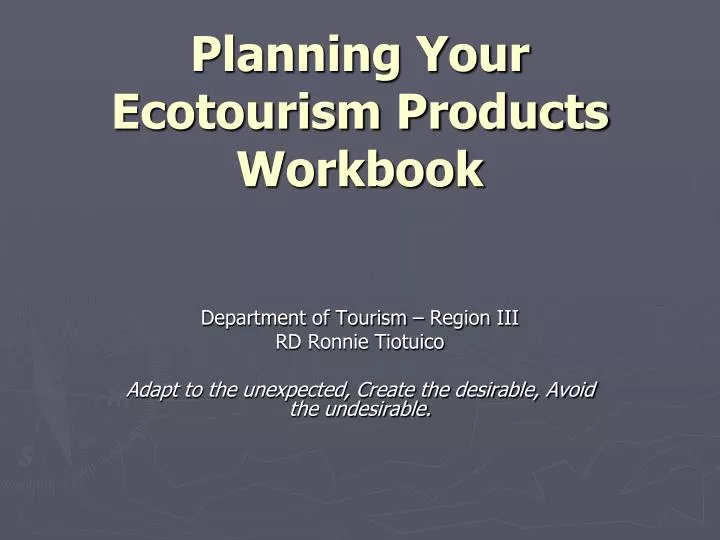 planning your ecotourism products workbook