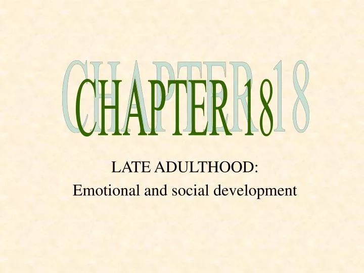 late adulthood emotional and social development