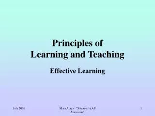 Principles of Learning and Teaching