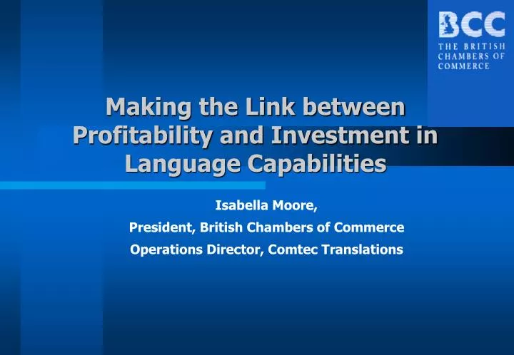 making the link between profitability and investment in language capabilities