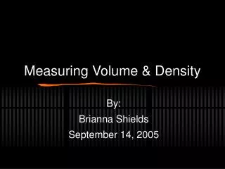 Measuring Volume &amp; Density