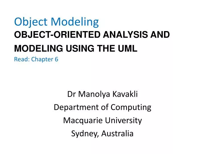 object modeling object oriented analysis and modeling using the uml read chapter 6
