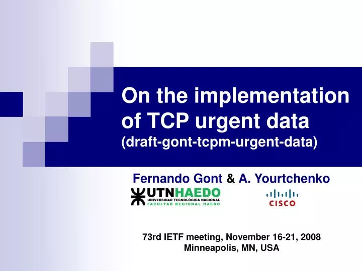 on the implementation of tcp urgent data draft gont tcpm urgent data