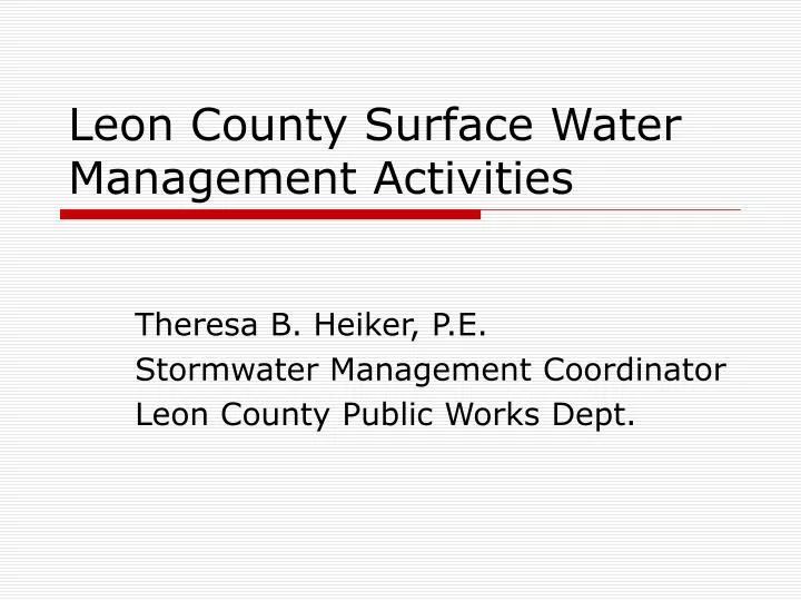 leon county surface water management activities