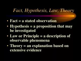 Fact, Hypothesis, Law, Theory