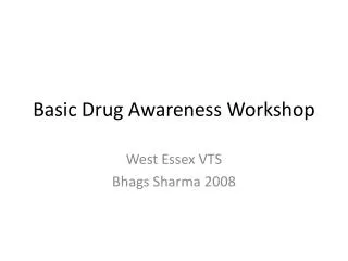 Basic Drug Awareness Workshop