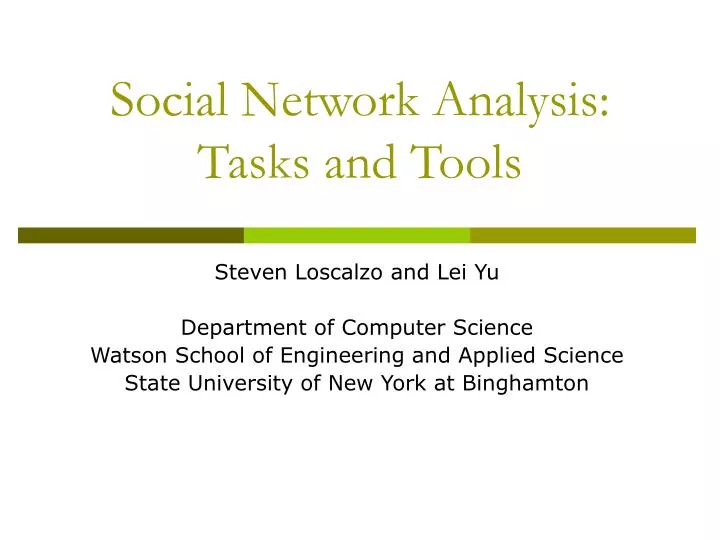 social network analysis tasks and tools