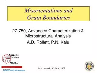 Misorientations and Grain Boundaries