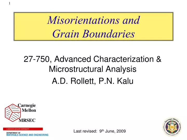 misorientations and grain boundaries