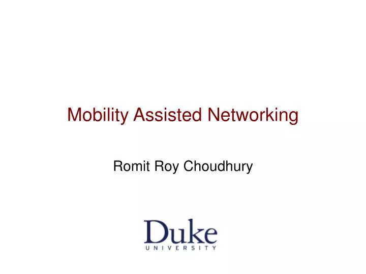 mobility assisted networking