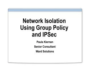 Network Isolation Using Group Policy and IPSec