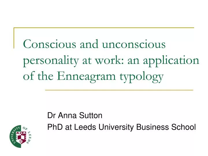 conscious and unconscious personality at work an application of the enneagram typology