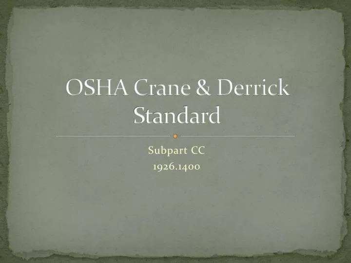 osha crane derrick standard