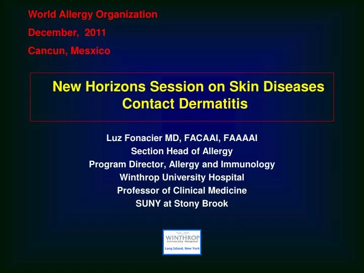 new horizons session on skin diseases contact dermatitis