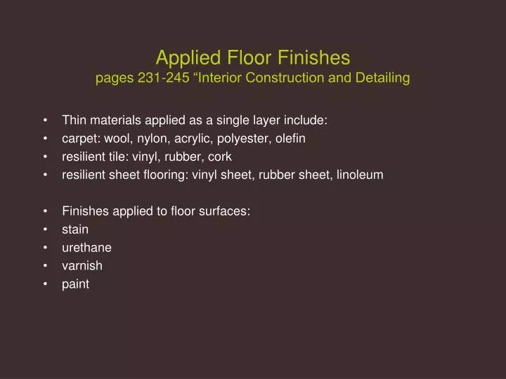 applied floor finishes pages 231 245 interior construction and detailing