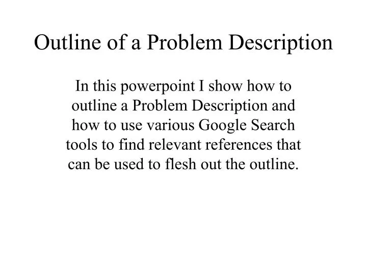 outline of a problem description
