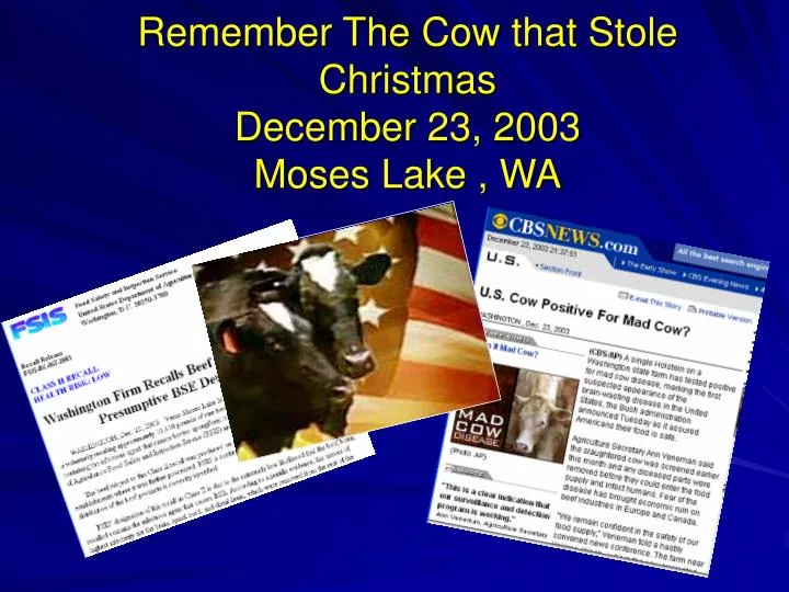 remember the cow that stole christmas december 23 2003 moses lake wa