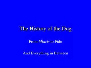 The History of the Dog