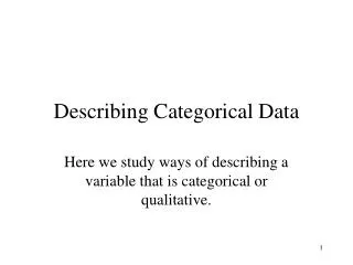 Describing Categorica l Data