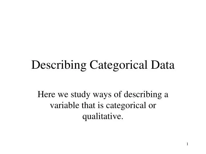 describing categorica l data