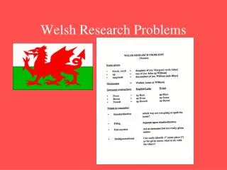 Welsh Research Problems