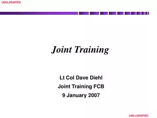 Joint Training