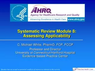 Systematic Review Module 8: Assessing Applicability