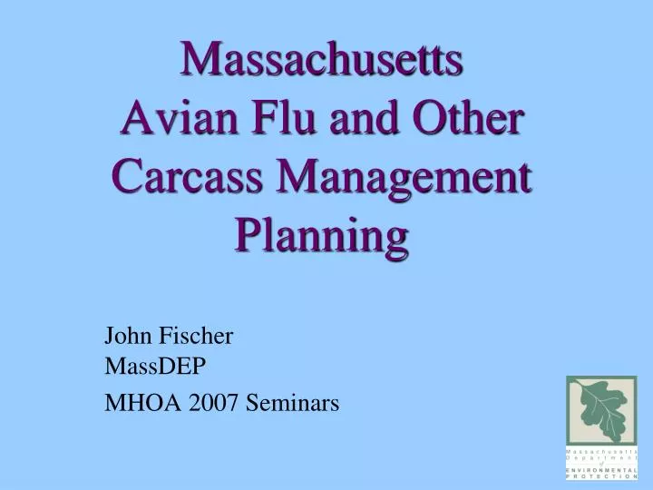 massachusetts avian flu and other carcass management planning