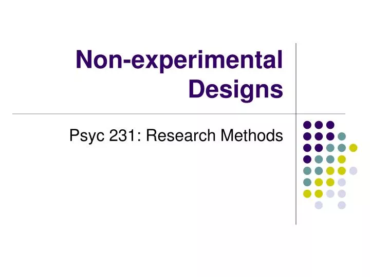 non experimental designs