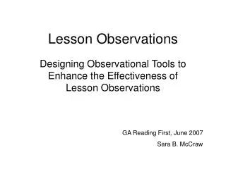 Lesson Observations