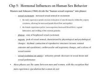 Chp 5: Hormonal Influences on Human Sex Behavior