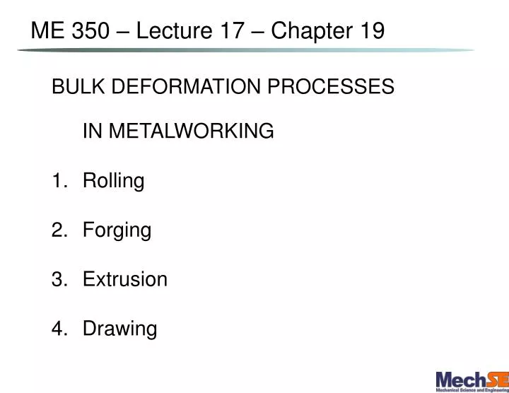 me 350 lecture 17 chapter 19