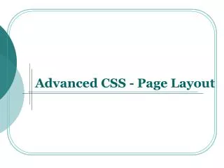 Advanced CSS - Page Layout