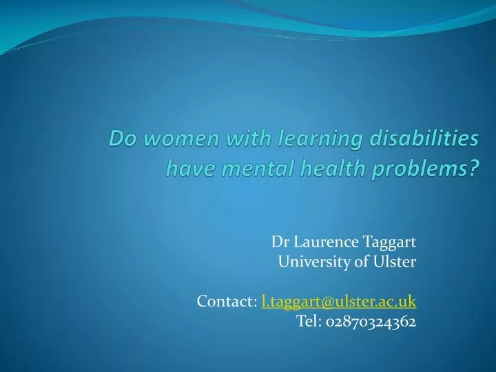 do women with learning disabilities have mental health problems