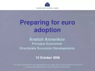 Preparing for euro adoption