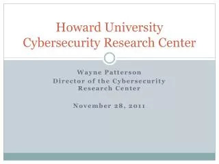 Howard University Cybersecurity Research Center