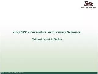 Tally.ERP 9 For Builders and Property Developers