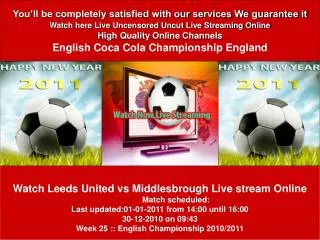 Leeds United vs Middlesbrough LIVE STREAM ONLINE