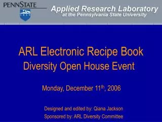 ARL Electronic Recipe Book