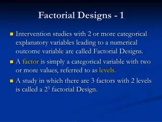 Factorial Designs - 1