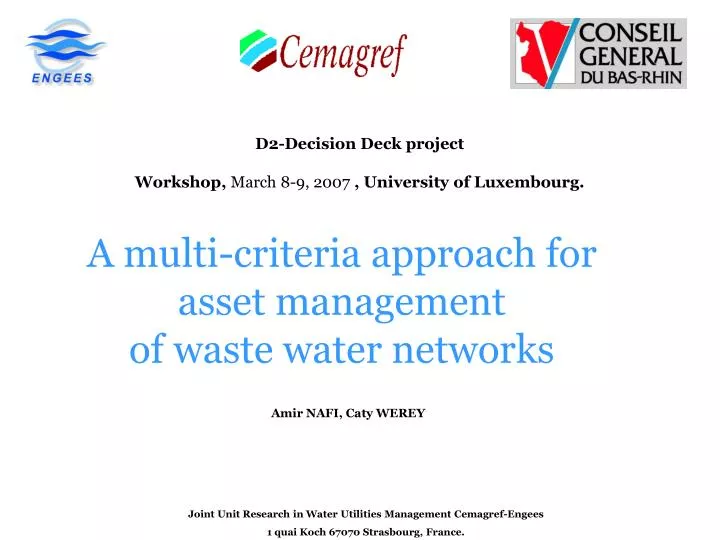 a multi criteria approach for asset management of waste water networks