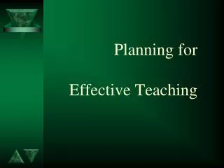 Planning for Effective Teaching