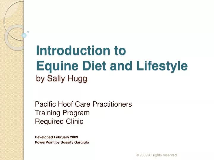 introduction to equine diet and lifestyle by sally hugg