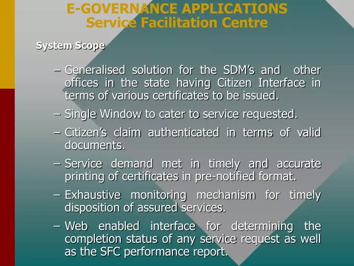 e governance applications service facilitation centre