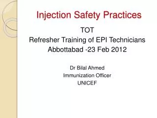 Injection Safety Practices